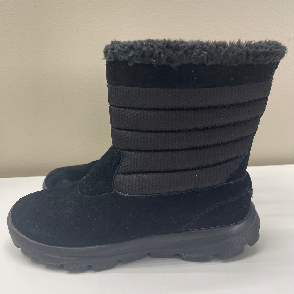 Skechers GoWalk Move Boots Womens 6.5 Black Suede Pull On Faux Fur Chugga 13695 - Picture 3 of 9